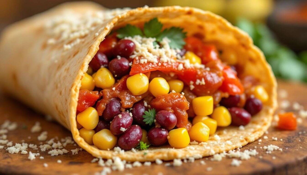Délicieux wrap végétarien aux saveurs mexicaines