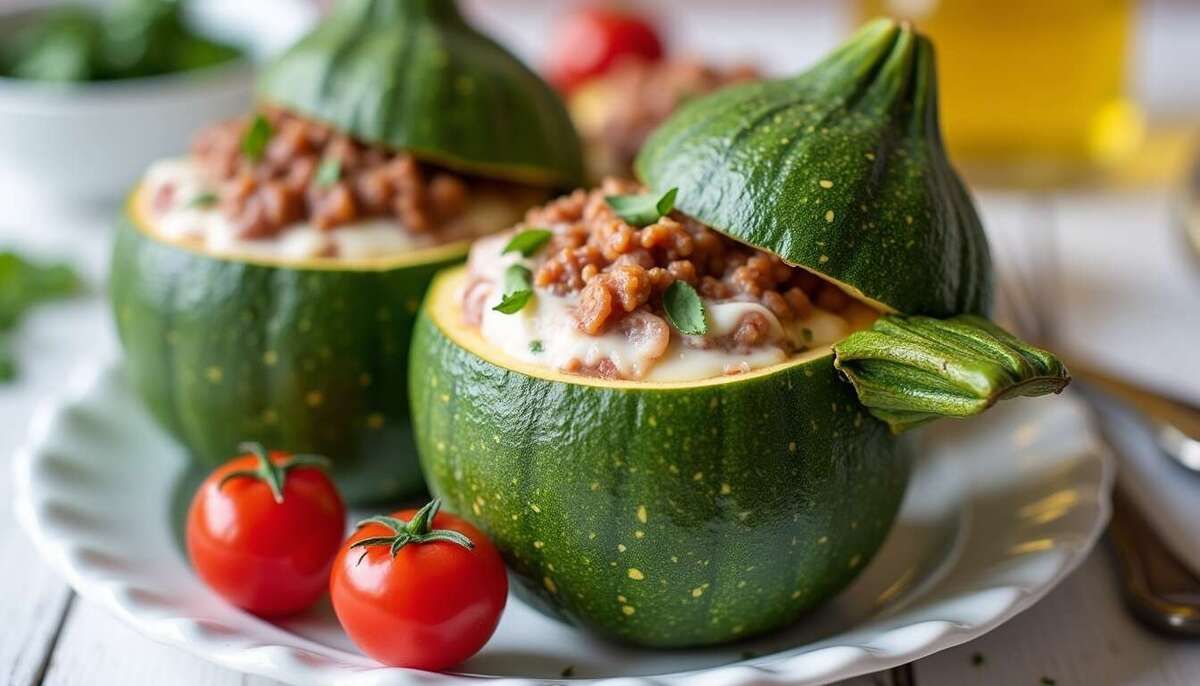 Découvrez la délicieuse recette des courgettes rondes farcies au four