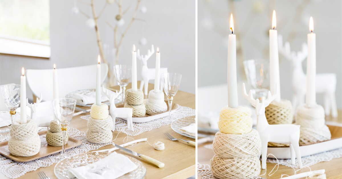 Des bougeoirs de Noël uniques réalisés à partir de bobines de fils