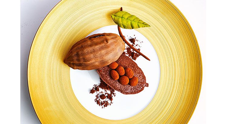 Un délice chocolatier du Pérou à savourer : cabosse, mousse et sorbet citronnelle