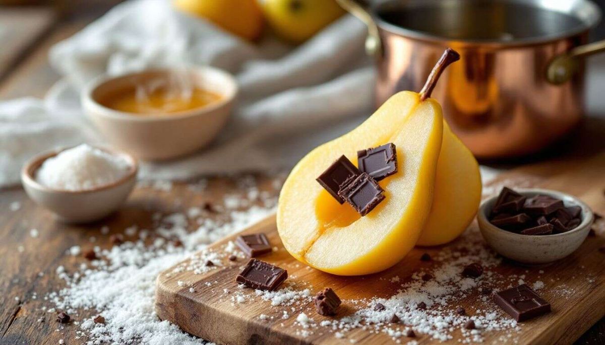 Poires pochées au chocolat : un dessert irrésistible et simple à réaliser