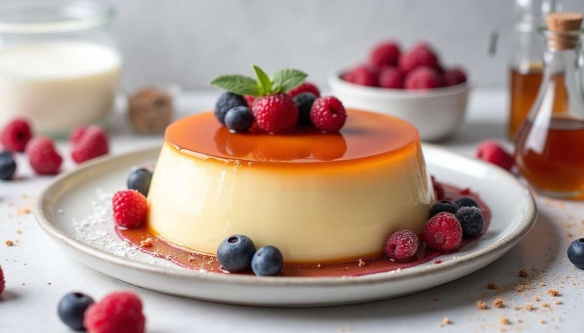 Découvrez le dôme de flan léger aux fruits rouges pour un dessert raffiné
