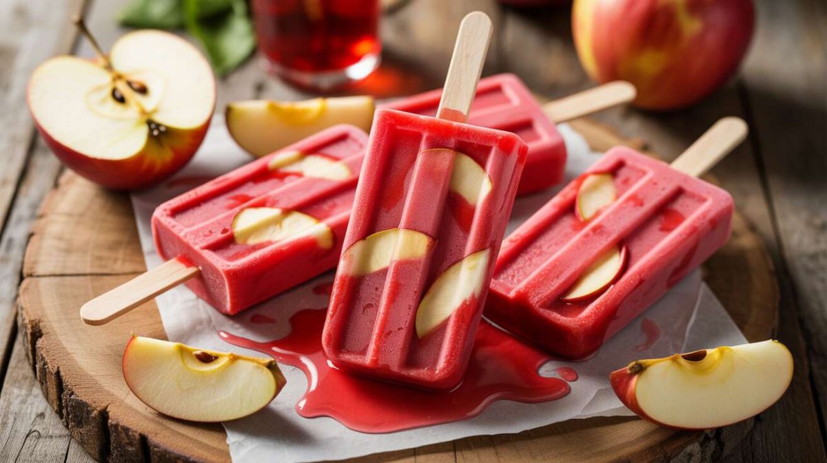 Des glaces à l'eau rafraîchissantes : grenadine et pommes