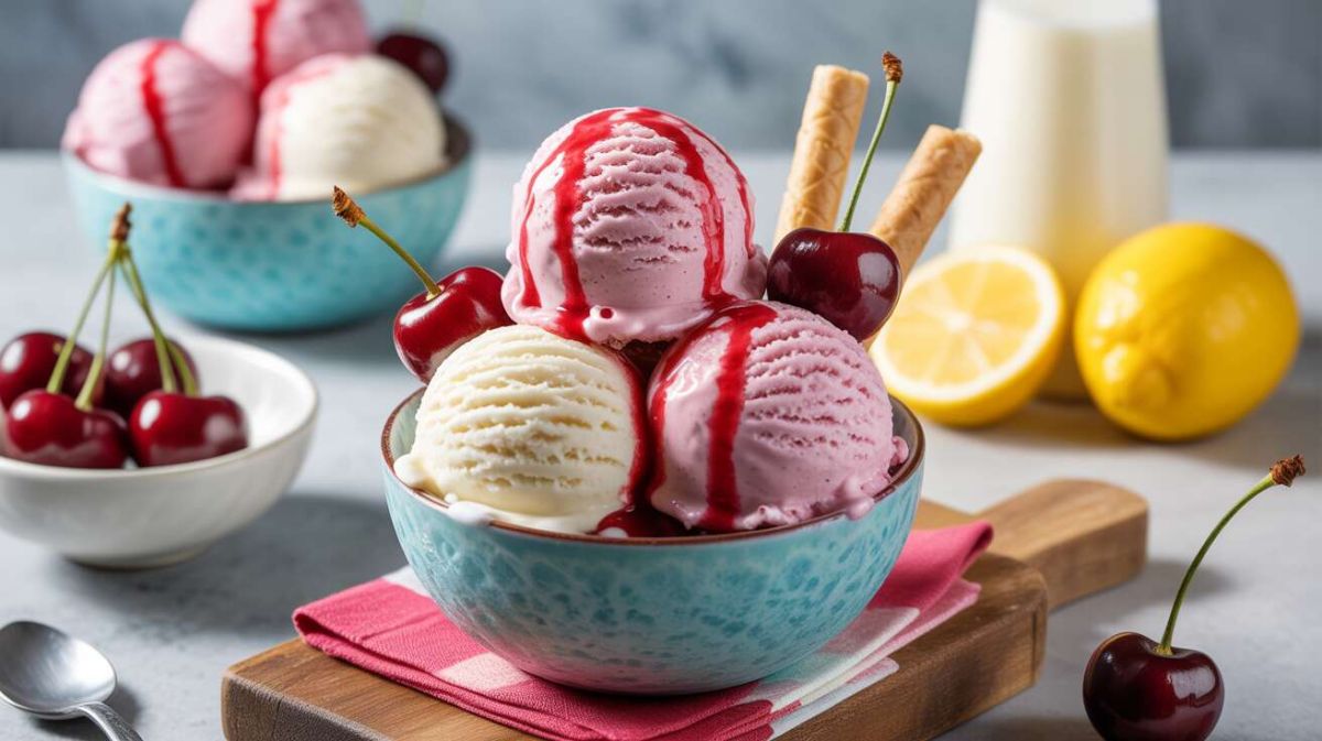 Une glace aux cerises maison, fraîcheur fruitée de l'été sans sorbetière
