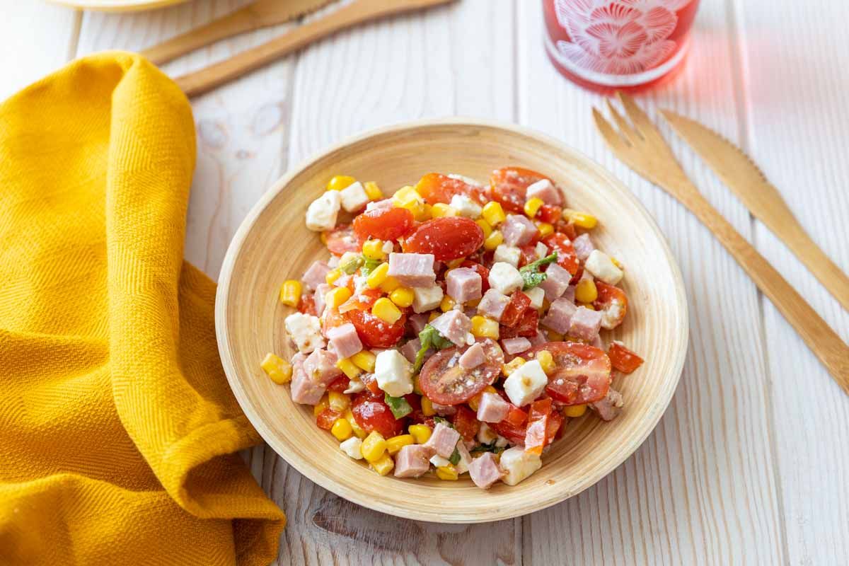 Salade gourmande de maïs au jambon
