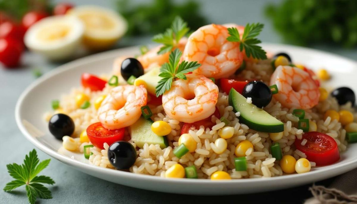 Savourez l'été avec une délicieuse salade de riz aux crevettes